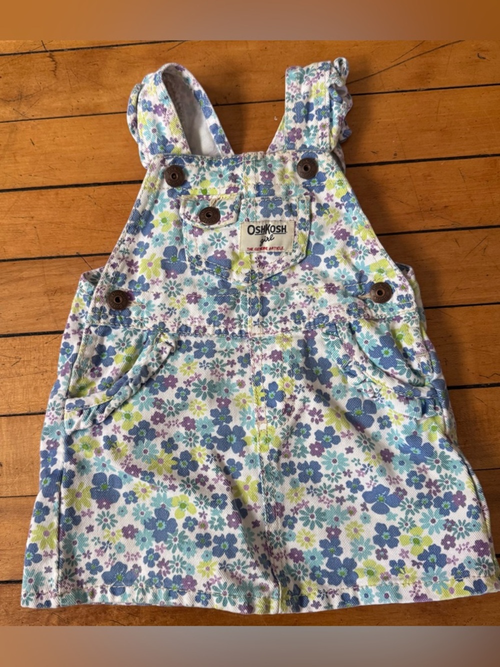 Oshkosh Bgosh girl floral little dress blue purple white floral 2000s Vtg summer